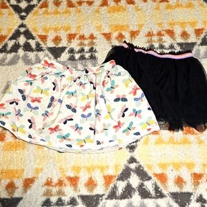 BOTH SKORTS Carter’s White Butterfly / 365 Kids Black Layered Size 6